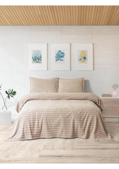Modern Twist 3 Parça Çift Kişilik Battaniye Seti Kutulu 220x240 Mocha Açık Kahverengi