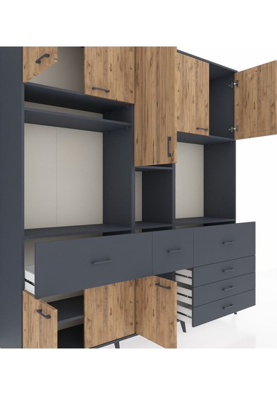 Hyperion Dolap 10 Raflı 6 Çekmeceli 8 Kapaklı 220x44x243 Antrasit-çam/antrasit Atlas Çam/antrasıt Hyperion Dolap 10 Raflı 6 Çekmeceli 8 Kapaklı 220x44x243 Antrasit-çam/antrasit Atlas Çam/antrasıt