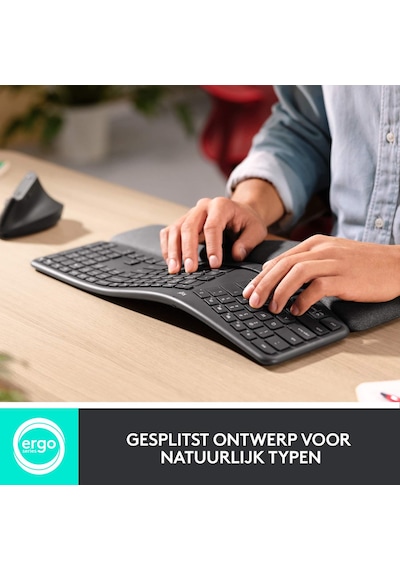 Logitech Ergo K860 - Bölünmüş Tuş Düzenine Sahip Kablosuz Ergonomik Klavye, Fr Azerty - Grafit