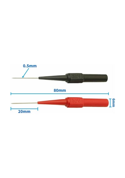 2 Adet İğne Tip Multimetre Test Prob Ucu 30V 1A Banana Uyumlu İzoleli Paslanmaz Çelik Ölçüm Pini
