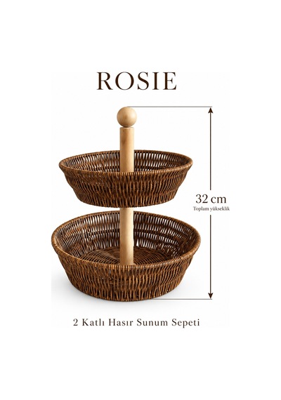 Rosıe 2 Katlı Hasır Görünümlü Sunumluk Karışık