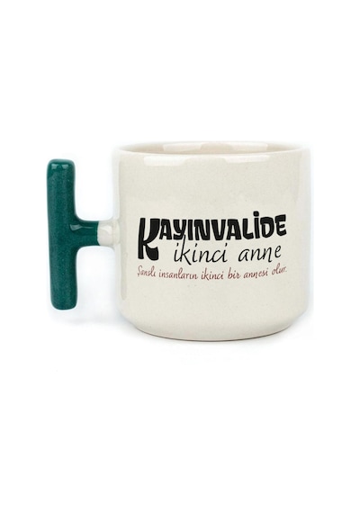 Kayınvalide İkinci Anne Baskılı Yeşil Kulplu T Kupa