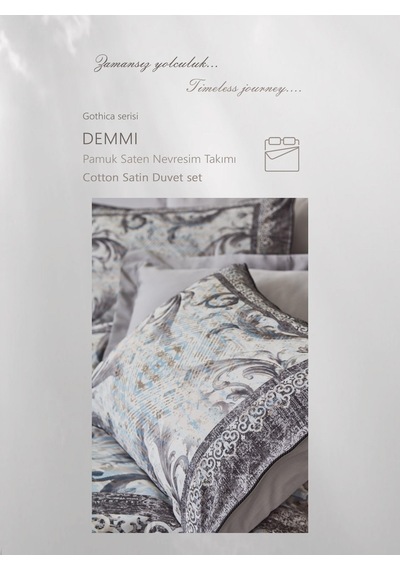 Clup Cotton Çift Kişilik Pamuk Saten Nevresim Takımı Demmi Gri Diğer