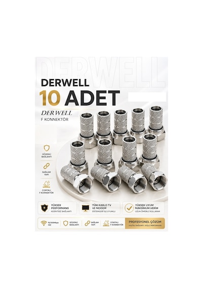 10 Adet Premium Vidalı Rg6 F Konnektör - Siyah Contalı Yüksek Kaliteli Paslanmaz Uydu Anten Kablo Fişi Jak Aparatı - Lnb, Çanak Anten Ve Merkezi Sistem Uyumlu Kesintisiz Hd Sinyal Koruyucu Başlık