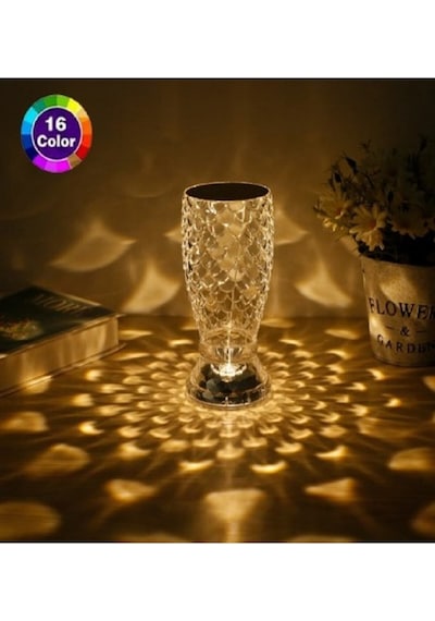 Kristal Masa Lambası Rgb Renk Değiştiren Gece Lambası 16 Renk Ve 4 Mod Dokunmatik Kontrol Diğer