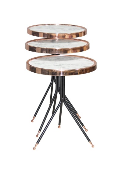 Brc Olimpik Zigon Model Beyaz Mermer Temper Cam Metal Çelik Rose Renk Kaplama El Yapım
