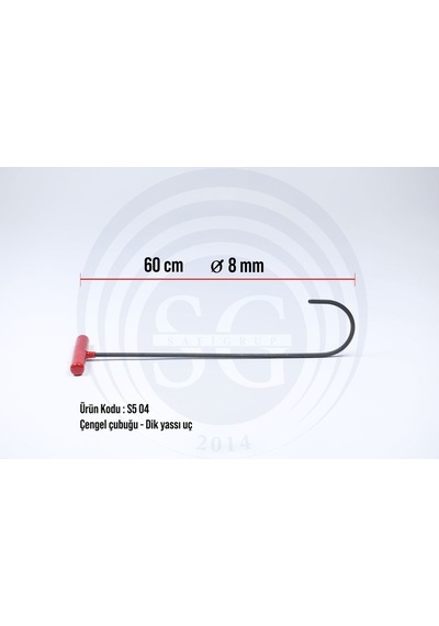 60 Cm 8 Mm Çap Dik Yassı Uç Çengel Boyasız Göçük Düzeltme Çubuğu, Pdr Çubuk - S5-04