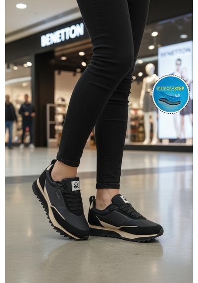 United Colors Of Benetton Siyah Bağcıklı Memory Foam Unisex Spor Ayakkabı Bnı-11133 G