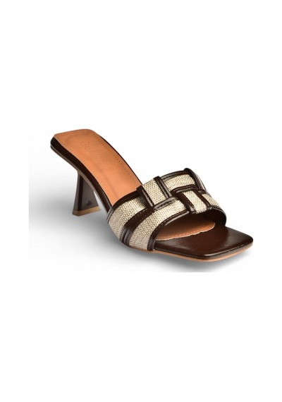 Fox Shoes Y820500209 Kahverengi İnce Topuklu Kadın Terlik Kahverengi