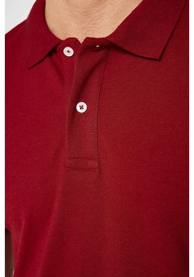 Tudors Erkek Slim Fit Dar Kesim Pamuklu Yumuşak Dokulu Serin Tutan Kumaş Düz Pike Bordo Polo Yaka Tişört-30770 Bordo