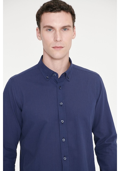 AC&Co / Altınyıldız Classics Erkek LACI Tailored Slim Fit Dar Kesim Düğmeli Yaka %100 Pamuk Gömlek Lacivert