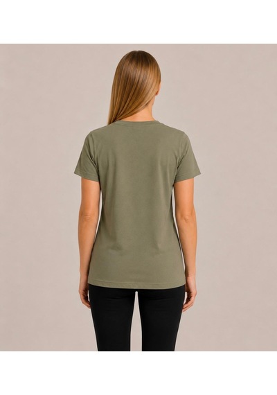 Axxel Kadın Açık Haki Kısa Kollu Pamuklu Oversize Rahat Kesim T-shirt-d804-k
