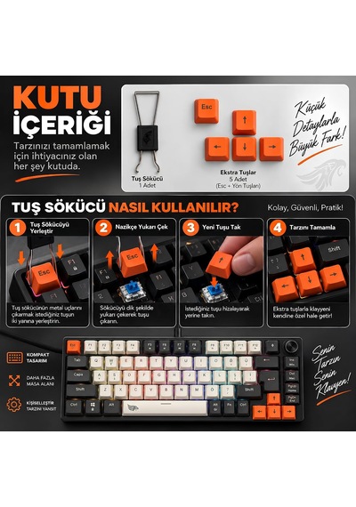 %75 Kablolu Rgb Mekanik Gaming Klavye, Türkçe Q, Blue Switch Kb-09