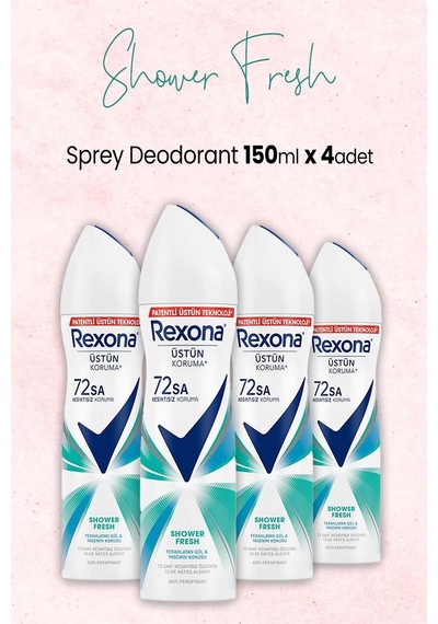 Rexona 72 Saat Shower Fresh Kadın Sprey Deodorant 4 x 150 ML
