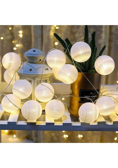 Mobgift Şerit Led Işıklı Koton Top 3 Metre 20 Li Beyaz