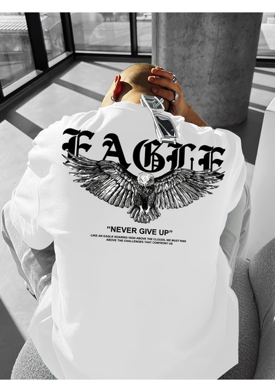 Unisex Asla Pes Etme Baskılı Tasarım Tshirt Beyaz