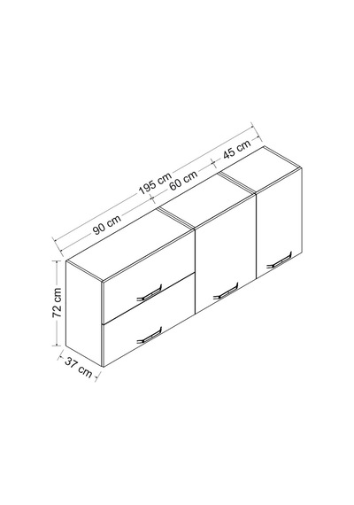 Minar 195 Cm Mutfak Dolabı Beyaz 195-B2-Üst Modül Beyaz