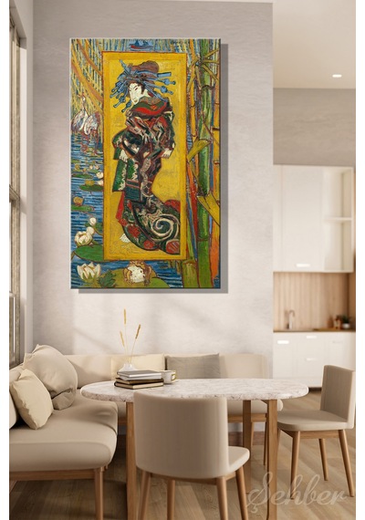 Vincent Van Gogh'un ''the Courtesan / La Courtisane'' Adlı Eseri Dikey Kanvas Tablo 4359 Çok Renkli