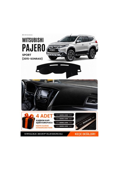 Mıtsubıshı Pajero Sport 2015-sonrası Uyumlu Torpido Örtüsü, Torpido Kılıfı - Siyah