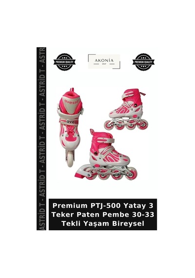 Premium Ptj-500 Yatay 3 Teker Paten Pembe 30-33 Tekli Yaşam Bireysel