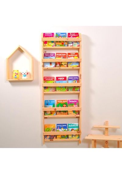 Çocuk Odası Eğitici Montessori Mobilya Kitaplık Raf Duvar  Rafı