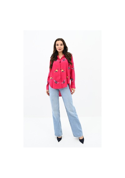 Koza Butik Kadın Nakış İşlemeli Oversize Gömlek 1735-24 001