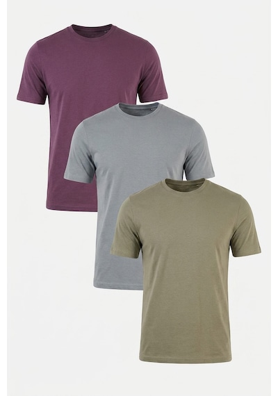 Buratti Pamuklu Regular Fit Bisiklet Yaka 3'lü Paket T Shirt Erkek T Shirt 59020204s3 Mürdüm-vizon Yeşili-açık Gri