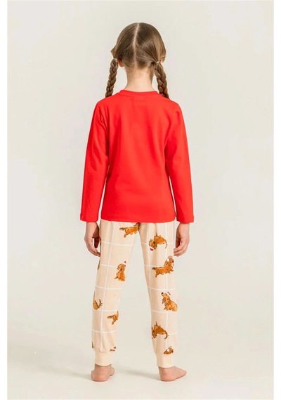 Rolypoly Kız Çocuk Baskılı Pijama Takımı Kırmızı Rp3907-3