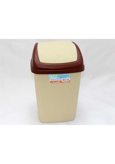 Polytime Sallanır Kapak Ofis Banyo Mutfak Bahçe Çöp Kutusu Kovası / 50 Litre / Krem / 68 x 41 x 33 Cm.
