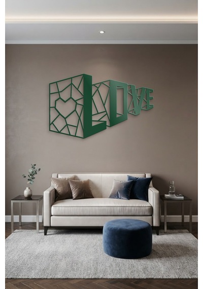 3d Love Metal Duvar Tablosu - Duvar Sanatı - Duvar Dekoru - Yeşil