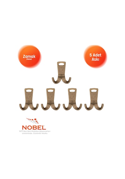 Seylan Askı, Metal Vestiyer Askısı, Anti K Sari, Duvar Ve Dolap Askılığı 5'li Set Vidalı