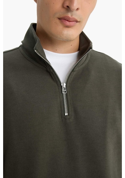 Defacto Regular Fit Yarım Fermuarlı Sweatshirt E9629ax25aukh324 Haki-kh324