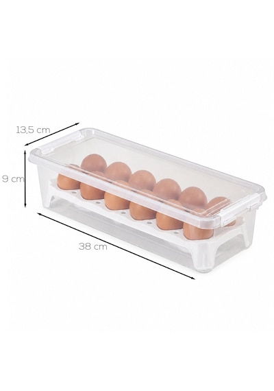 Porsima 1054 Peggy 12 Bölmeli Kapaklı Yumurta Kutusu Yumurtalık Buzdolabı Organizeri Saklama Kabı Beyaz - Şeffaf