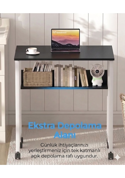 Sidney Kitaplık Raflı Katlanır Masa 70cm Tekerli Bilgisayar Masası Laptop Masası Beyaz-siyah Beyaz - Siyah Sidney Kitaplık Raflı Katlanır Masa 70cm Tekerli Bilgisayar Masası Laptop Masası Beyaz-siyah Beyaz - Siyah