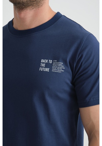 Shooter Sportwear Shooter Erkek Pamuklu T-shirt Premium Kalite Minimal Tasarım Regular Kalıp İndigo