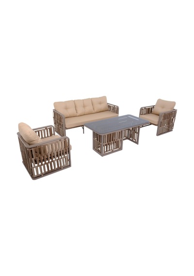 Talia Rattan Bahçe Oturma Grubu 3+1+1 Sehpalı Bahçe Takımı