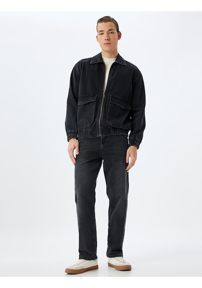 Koton Straight Fit Kot Pantolon - Mark Jean Siyah 5wam40121ıd Siyah