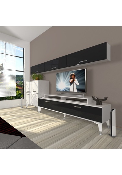 Decoraktiv Ekoflex 8 Slm Silver Tv Ünitesi Tv Sehpası Beyaz - Siyah