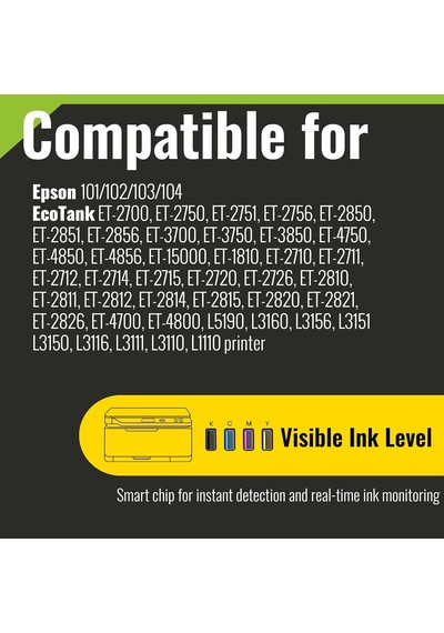 Epson 103 102 104 Mürekkep İle Uyumlu 103 102 104 Çoklu Ambalaj, Ecotank L5190 L3160 L3156 L315