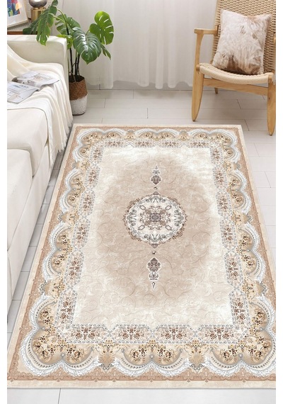 Modern Makinede Yıkanabilir Kaydırmaz Leke Tutmaz Salon Halı Oturma Odası Halı Mutfak Halı Ve Yolluk Bej