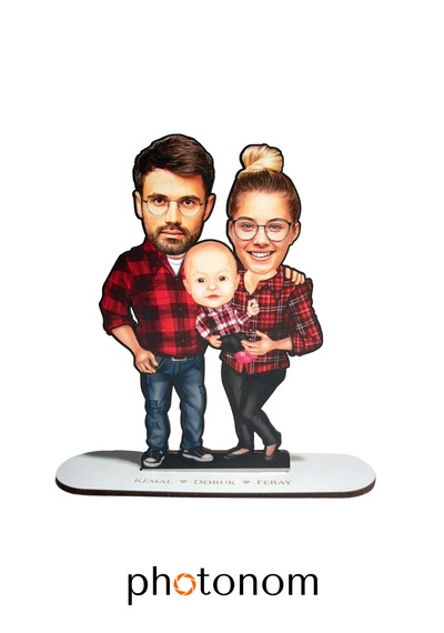 Kişiye Özel Aile Mdf Karikatür Figür Aile Hediyesi
