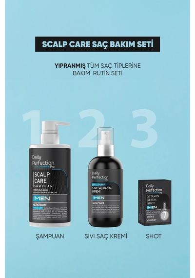 Daily Perfection Pro Scalp Care Saç Bakım Seti Erkeklere Özel Şampuan-şekillendirici Sıvı Saç Bakım Kremi-vitamin Shot