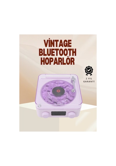 Mey İthalat Retro Pikap Hoparlör Şarjlı Kablosuz Projektör Ve Gece Lambası