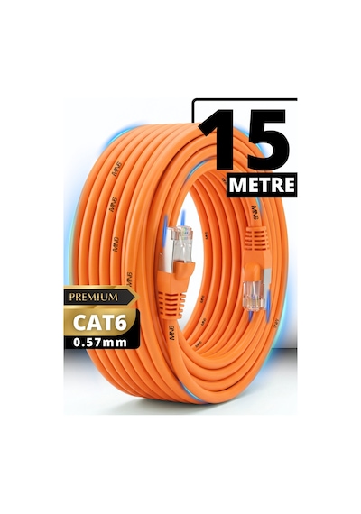 Mn6 M107xt Cat6 Ethernet Kablosu 15 Metre 0.57mm Utp Ultra Dayanıklı Çift Kat Korumalı Dış Mekan Ağır Şartlara Uygun Lan Kablosu