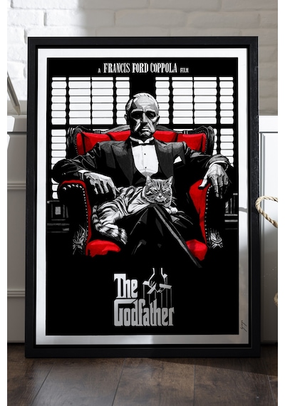 The Godfather Siyah Ahşap Çerçeveli Poster, Dekoratif Film Duvar Tablosu