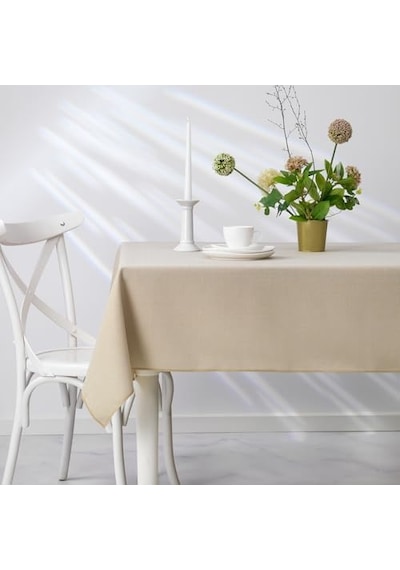 Home Bianca Keten Polyester Masa Örtüsü 160x250-krem Acı Kahverengi