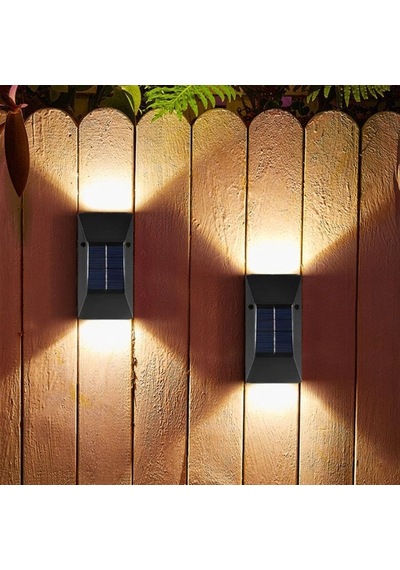 Güneş Enerjili Led Solar Şarjlı Çift Yönlü Duvar Lambası Dekoratif Bahçe Işıldak Fener