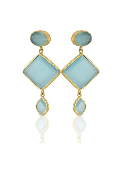 Kadir Jewellery 22 Ayar Altın Kaplama Kadın Sallantılı Küpe -el İşçiliği Ve Hipoalerjenik Küpe Açık Mavi 67785738