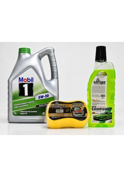 Mobil 1 Esp 5W-30 Motor Yağı 4 L + Oto Şampuan 1000 ML + Yıkama Süngeri