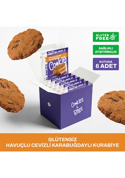 Glütensiz Havuçlu Cevizli Karabuğdaylı Proteinli Cookie 50 Gr X 6 Adet